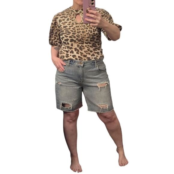 Mossimo High Rise Torn Bermuda Jean Shorts Size 12 - Picture 3 of 15